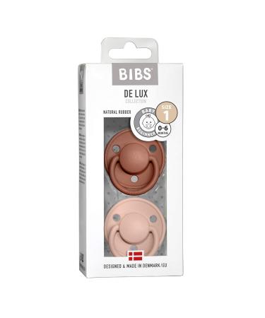 Buy BIBSE de Lux Schnuller 2-Pack | BPA-Free Cherry Shape Nipple Natural Rubber Made in Denmark 0-6 Months Woodchuck/Blush Size 1 - Buy Online on GoSupps.com