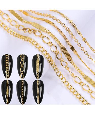 NICENEEDED 24 Strips Metal Nail Art Chains Nail Jewelry Chains Alloy Nail Chains Punk Nail Charms Nail Ornaments Nail Jewels Nail Art Studs for Nail Decoration - Buy Online on GoSupps.com
