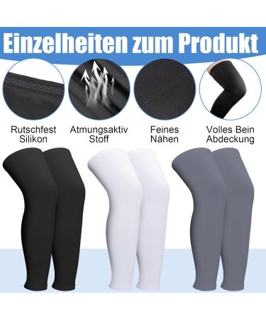 LoppDence 3 Pair Compression Leg Cuffs - UV Protection for Cycling & Basketball | Unisex Black White Gray - Buy Online on GoSupps.com