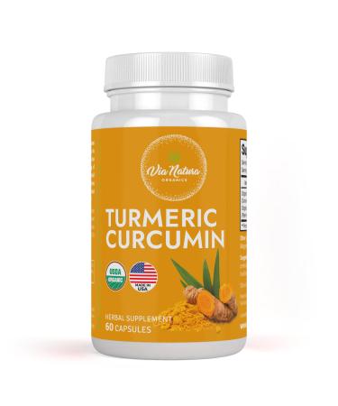 Via Natura Organics Turmeric Curcumin 1000mg | Organic Herbal Supplement | Natural Antioxidant | 60 Capsules
