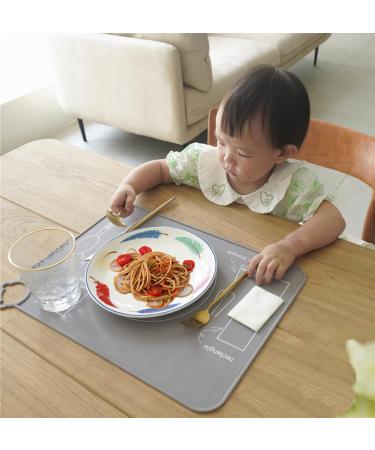 Silicone Placemats for Kids - Montessori Toddler Dining Mat - Set of 2 (Grey) - Buy Online on GoSupps.com