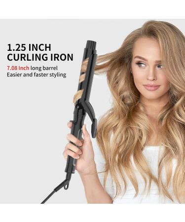 Premium 1 1/4 Inch Curling Iron - Ceramic Coating Adjustable Temp 7 Inch Barrel 450 F Instant Heat - Ideal for Long Hair - Dual Voltage Hair Curler - Buy Online on GoSupps.com