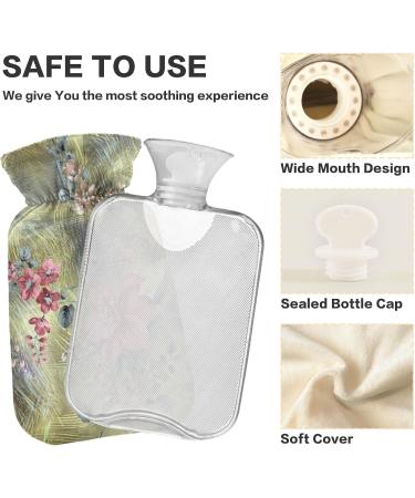 Naanle Vintage Flower Hot Water Bottle - 1L Transparent Heat Therapy for Back Pain Relief & Warmth | Hand & Foot Warmer - Buy Online on GoSupps.com