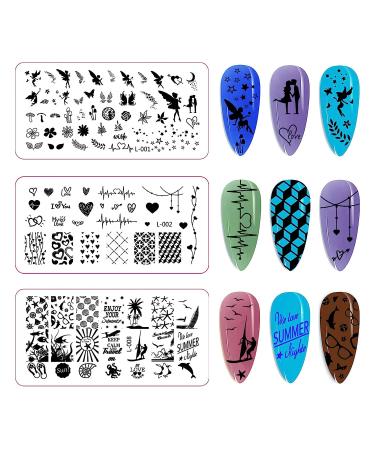LIZIF Nail Stamping Plate Kit - Nail Stamper with 8 Art Stamp Plates, 2 Scrapers, DIY Nail Art Template - Buy Online on GoSupps.com