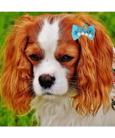 WHPromLang 10 Pieces Dog Hair Bows Puppy Crown Hair Bowknot Pet Pearls Bows Bowknots with Rubber Bands for Cute Puppy Dog Pet Hair Grooming Accessories Random Color - Buy Online on GoSupps.com