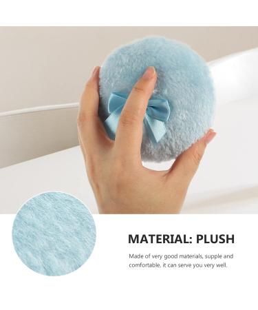 Buy Beavorty Large Fluffy Powder Puff Set - 3 Round Loose Powders with Ribbon Bow Handle | Sky Blue - Perfect for Face & Body - Buy Online on GoSupps.com