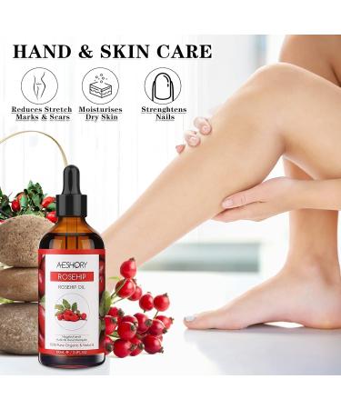 Aeshory Cold Pressed Rosehip Oil for Face 100ml 100% Pure Natural Rosehip Seed Oil Hydrating Nourishing & Moisturising for Skin Hair Nails and Body - Buy Online on GoSupps.com