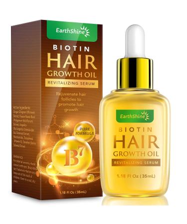 Hair Growth Serum - Biotin Hair Regrowth Oil Prevent Hair Loss and Natural Serum for Thicker, Stronger, Longer Hair Treatment Men and Women 1.18 Oz (35 mL) Single