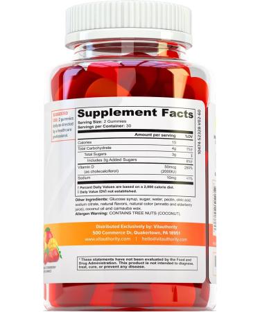 High Absorption Vitamin D3 Gummies for Adults - 2000 IU Bone, Teeth & Muscle Support - Gluten-Free & Delicious - Women's Immunity Boost - Buy Online on GoSupps.com