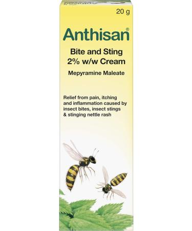 Anthisan Bite & Sting Cream 20g - Relief from Insect Bites, Stings, and Nettle Rash - Buy Online on GoSupps.com
