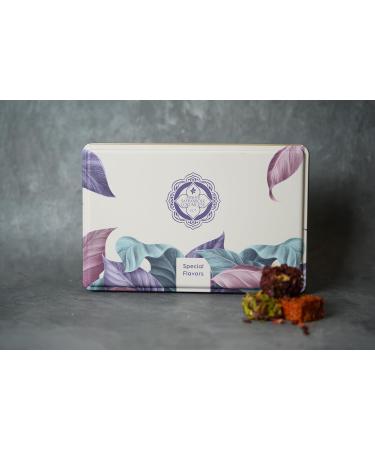 Authentic Turkish Delight with Gift Box- Luxury Exotic Flavours Handcrafted in Turkey Vegan & Gluten-Free Special Mixed Turkish Delight in the White Tin Box with Separator 600g - Buy Online on GoSupps.com