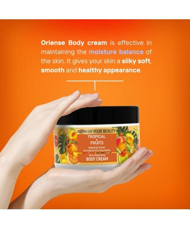 Tropical Fruits Body Cream - Hydrating Grapefruit & Shea Butter Lotion | 8.4 fl oz - Moisturizing with Vitamin E & Glycerin - Buy Online on GoSupps.com