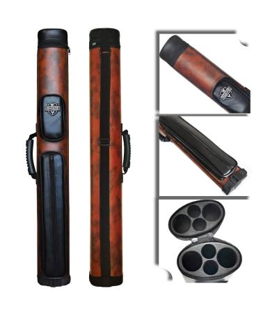 BY SPORTS 2x2 Hard cue case Oval Pool Cue Billiard Stick Carrying Case A03-Brown