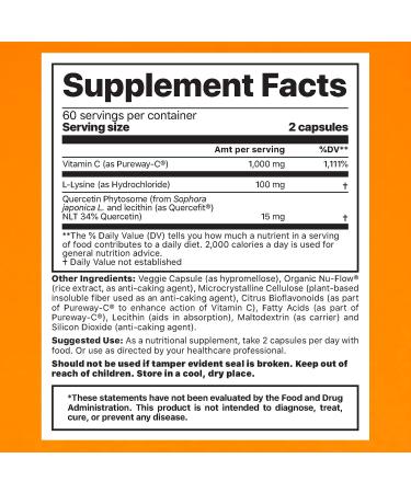 Jigsaw Health Pureway-C Plus 120 Capsules | L-Lysine & Quercefit Immunity Support - Buy Online on GoSupps.com