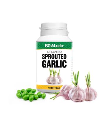 PHARMAKON Organic Sprouted Garlic Bioavailable Soft Capsules Wholesome Reduced Odor. (90 Count)
