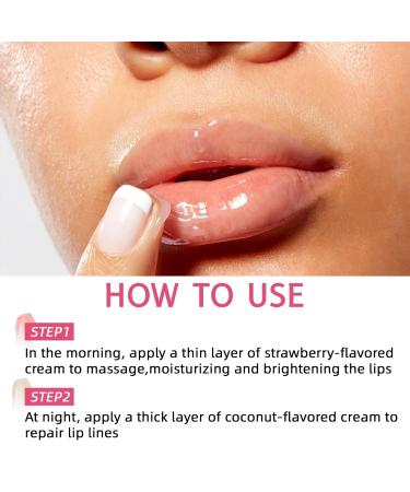 24H Lip Mask Set Strawberry Day & Coconut Night Care Hydrating & Softening Lip Sleeping Mask Duo for Dry Flaky Lips 10g x 2 (Strawberry and Coconut Set) - Buy Online on GoSupps.com