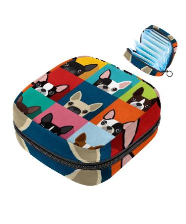 Menstrual Bag with Zipper for Women Girls (Boston Terrier)