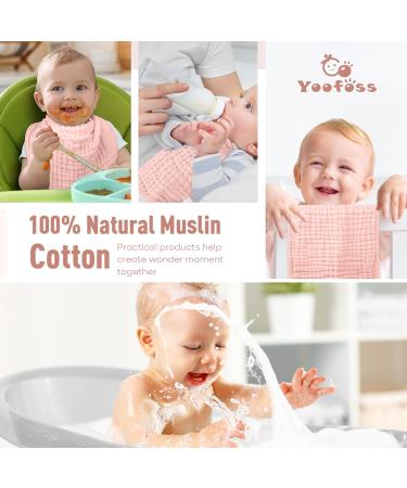 YOOFOSS 10-Pack Cotton Baby Spitting Towels | 27x50 cm Absorbent Diapers & Washcloths for Newborns - Soft Meat Pink - Buy Online on GoSupps.com
