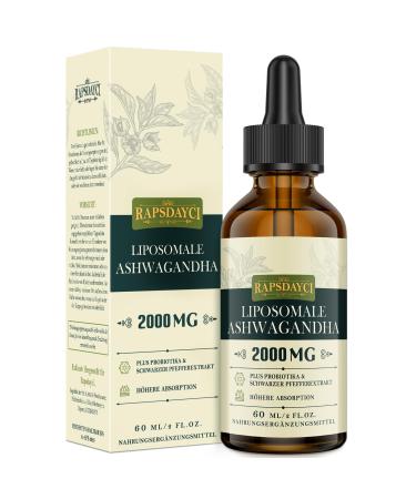 2000mg Ashwagandha Liposomal Drops, 7% Withanolides, Pure Ashwagandha Root Extract High Strength, 5X Concentration, Faster Absorption Than Capsules, 60ml (Pack of 1)