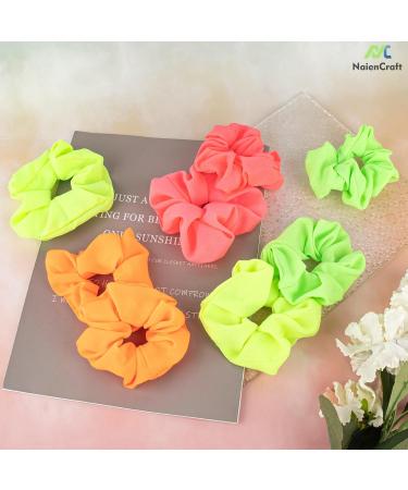 NaienCraft Pack of 8 Neon Hair Scrunchies - Elastic Hair Bands for Women and Girls - Buy Online on GoSupps.com