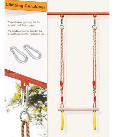 YOHOOLYO Kids Trapeze Swing Bar with Wooden Rings and Plastic Gym Rings (Yellow) - Buy Online on GoSupps.com
