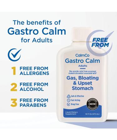 Gastro Calm Liquid Dietary Supplement | Activated Charcoal for Gas Bloating & Upset Stomach - Pure & Allergen-Free - Buy Online on GoSupps.com