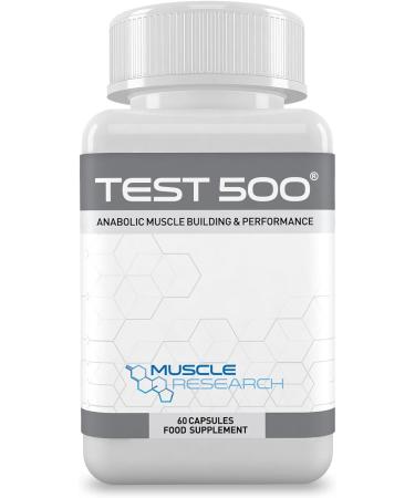 Muscle Research Test 500 - High Dose Bodybuilding Supplement - 120 Capsules with Maca Root, D-Aspartic Acid, Fenugreek, Zinc & Magnesium - Buy Online on GoSupps.com