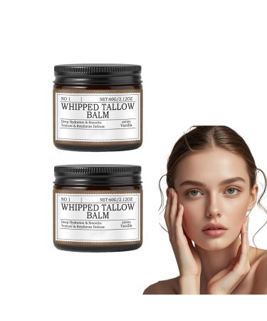 VKaoess Beef Tallow Cream for Facial Care - Moisturizing Whipped Tallow Balm for Dry Skin Grass-Nourished Face with Deep Hydration Suitable for All Skin Types (2 Boxes)