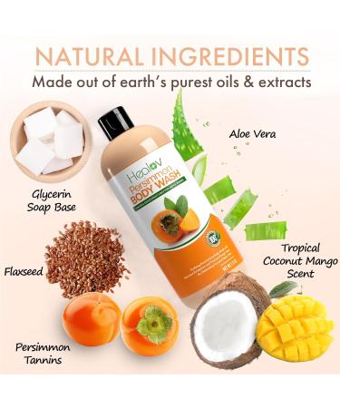 Persimmon Body Wash - Natural Deodorant Soap for Body Odor Control | Purifying & Deodorizing for Underarms Intimate Areas & Feet - Buy Online on GoSupps.com