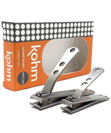 Kohm Nail Clipper Set for Thick Nails  Heavy-Duty  Stainless Steel  Tough  Professional Toenail Clippers w/Built-in File - Nail Cutters for Seniors and Adults