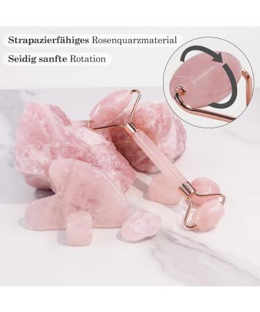 Buy GUGUG Rose Quartz Gua Sha Set & Jade Roller for Facial Massage | Reduce Eye Puffiness & Tighten Skin - Buy Online on GoSupps.com