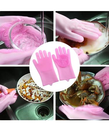 Jitnga Silicone Scrubbing Gloves - Reusable Pink Kitchen Cleaning Gloves for International Shipping - Buy Online on GoSupps.com