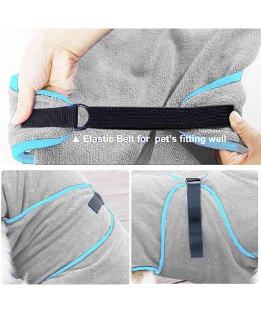 OWBB Extra Suction Dog Bath Towel & Cat Fast Drying Bathrobe - XS Soft Fleece Gray | Adjustable Straps Pet Coat - Buy Online on GoSupps.com