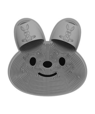 Foot scrubber rabbit shape shower footrest scrubber non-slip silicone hand mat peeling body relaxation heat-resistant hygienic bath pillow simple wall suspension relax gray
