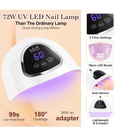 Gel Nail Polish Kit with 72W UV Lamp | Macaron Colors | Glossy & Matte Finish | Manicure DIY Set - Buy Online on GoSupps.com
