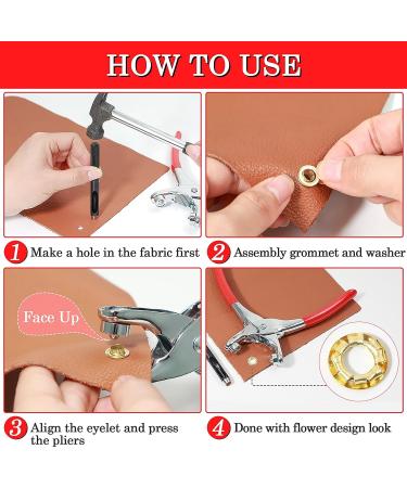 Caffox 1/4 Inch Eyelet Grommet Tool Kit - 1200PCS Metal Eyelets & Washers for Fabric, Shoes, Leather - Pliers for Clothes, Belt Hole Punch - 6mm Eyelet Plier Set - Buy Online on GoSupps.com