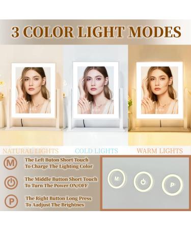 Acoolda Hollywood Lighted Makeup Mirror 12 with 3 Color Modes, 10X Magnification, 360 Rotation - White - Buy Online on GoSupps.com