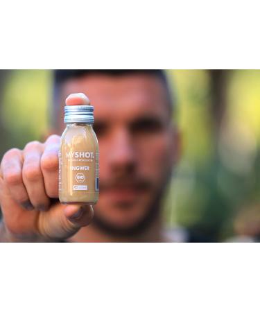  MYSHOT. By Lukas Podolski 10 Ginger Shot - for a deliciously refreshing moment. Organic and vegan. Sugar-free. Additive-free. 14 x 60 ml - Buy Online on GoSupps.com