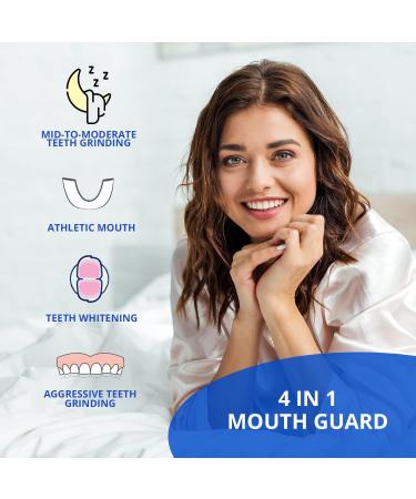 Visismile Mouth Guard for Teeth Grinding - Professional Dental Night Guard for Bruxism Relief 4 Pack with 12 Cleaning Tablets - Ideal for Nighttime Clenching 2 Sizes Available - Buy Online on GoSupps.com