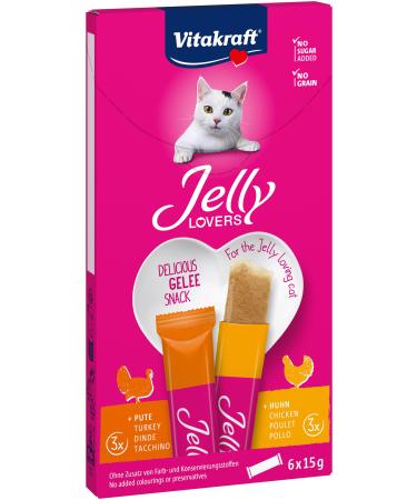 Vita power jelly lovers cat snack gel es for licking with chicken and turkey to pamper in between without adding sugar and grain (6x 15g) - Buy Online on GoSupps.com