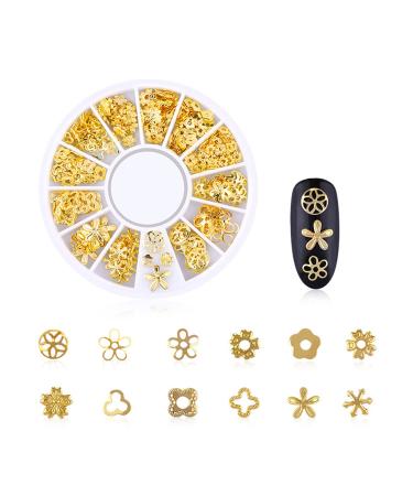 JERCLITY 6 Boxes Metal Gold Nail Charms Nail Studs 3D Art Jewelry Decoration with Tweezers and Wax Pencil - Acrylic Nails Rivets - Buy Online on GoSupps.com