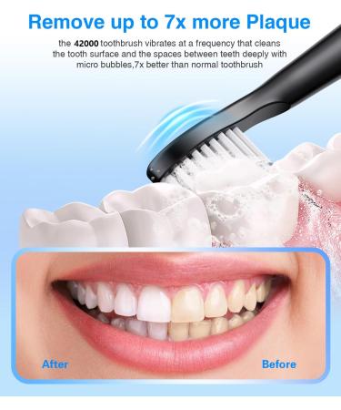 Buy SARMOCARE Electric Toothbrush for Adults - 8 Brush Heads Travel Case Fast Charge 3 Modes 2-Minute Timer 42000 VPM Sonic - Black - Buy Online on GoSupps.com
