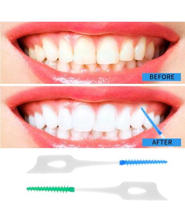 200 Interdental Brushes - Silicone Dual-House Dental Floss Sticks for Tooth Cleaning | Portable & Convenient - Blue & Green - Buy Online on GoSupps.com