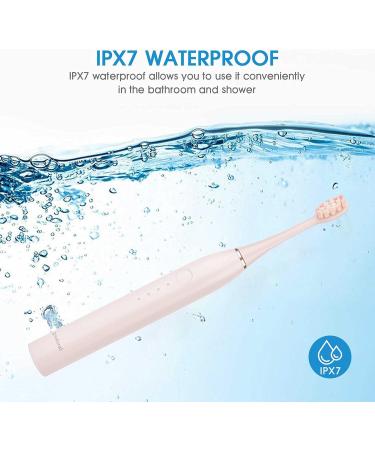 NC Sonic Electric Toothbrush - Powerful Rechargeable Waterproof Brush for Adults & Kids (Pink) - 2 Brush Heads Included | Best International Shipping - Buy Online on GoSupps.com