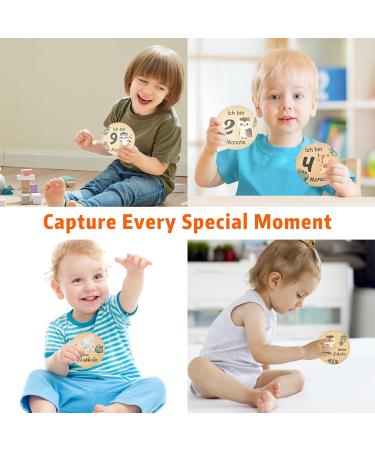 Funmo 15-Piece Baby Monthly Milestone Cards Double Sided Wooden Prop for Newborn Photography and Birth Announcements - Buy Online on GoSupps.com