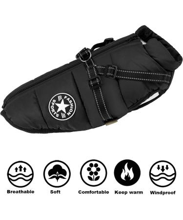Winter Dog Jacket - Windproof Waterproof 2-in-1 Fleece Coat for Small Dogs | Warm Black Jacket - Buy Online on GoSupps.com