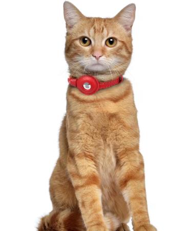 Oopsdoggy Airtag Cat Neck Band - Durable Leather GPS Collar with Bells for Cats & Small Dogs | Red Pet Accessory - Buy Online on GoSupps.com