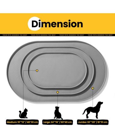 Conlun Gray Bowl Pad for Dogs & Cats - BPA-Free Silicone Mat with High Edges 81x51 cm - Spill-Resistant Feed & Water Mat - Buy Online on GoSupps.com