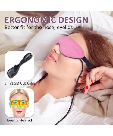 KOVNLO Heated Eye Mask for Dry Eyes & Styes - Washable USB Electric Warm Compress for Blepharitis & Chalazion - Pink Eye Treatment & Relief - Buy Online on GoSupps.com