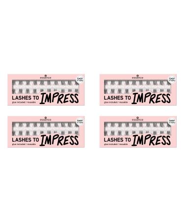 Essence lashes to imprint - fake eyelashes including eyelash adhesives artificial eyelashes black 4 -pack bundle single lashes No. 07 20 pieces (4 Pack)